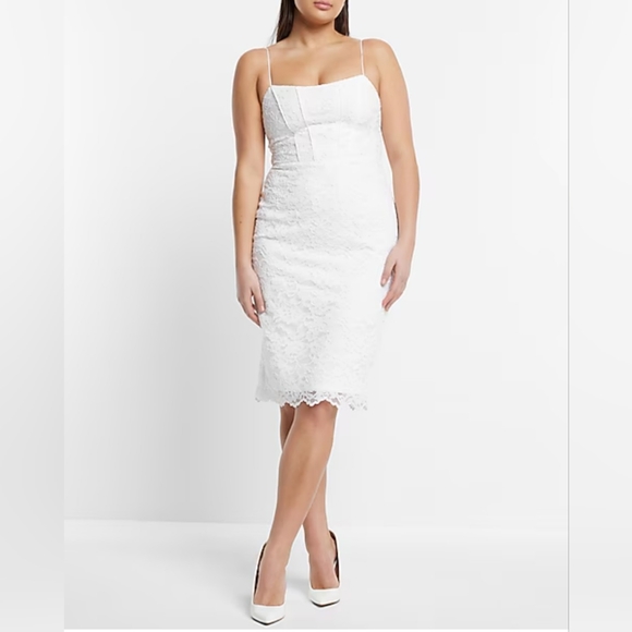 Express Bridal Lace Corset Sheath Dress in White, Size 2 - Picture 1 of 11